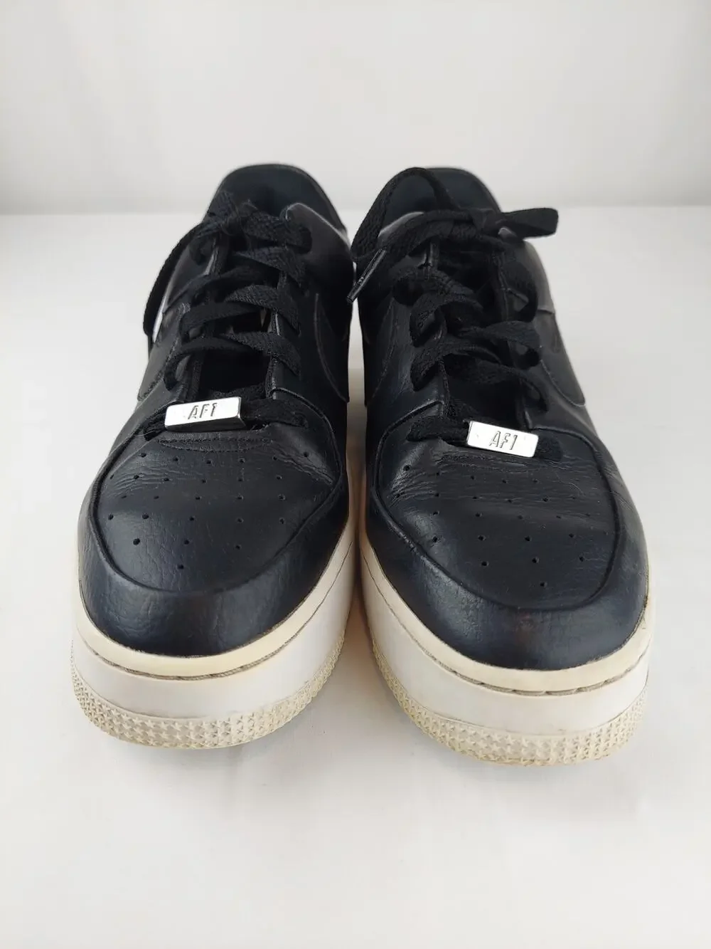 NIKE Air Force 1 Sage Women's Platform Sneakers AR5339-002 Black Leather 8.5